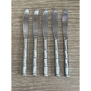 5 Vintage Rebacraft Bamboo Butter Knives Knife Lot Japan Flatware Silverware‎